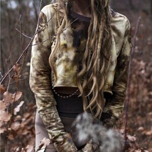 Handmade dyed long sleeve shirt with wrist details